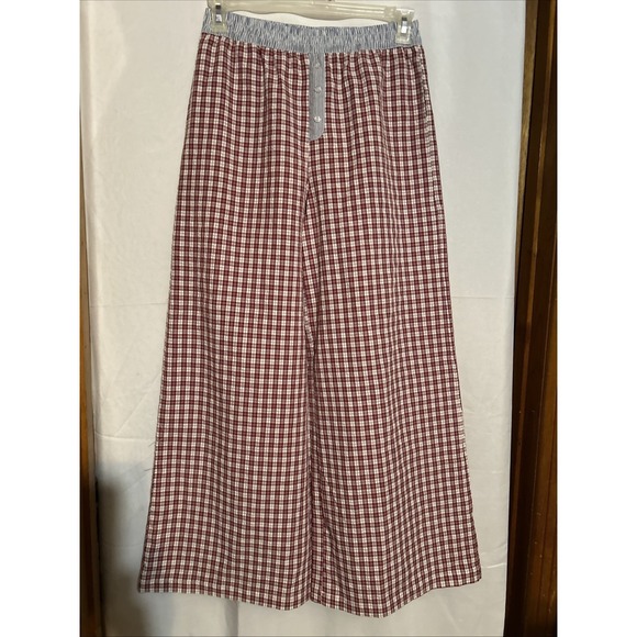Sincerly Jules Pants - Sincerely Jules Wide Leg Pants Redchecked/Blue Stripe Contrast Size M